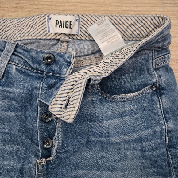 Paige Carter Slim Exposed Button Fly Jeans Women's Distressed Accent Grunge 25 - Picture 5 of 8